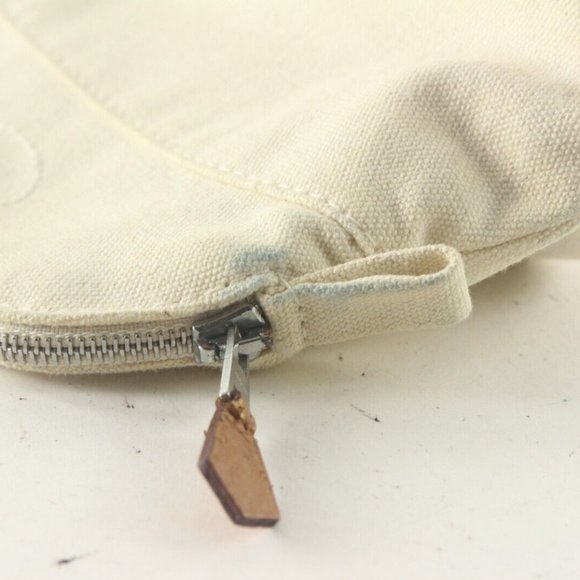 HERMES Ivory H Logo Bolide Cosmetic Case Canvas x Leather 1HER727K - Picture 2 of 12